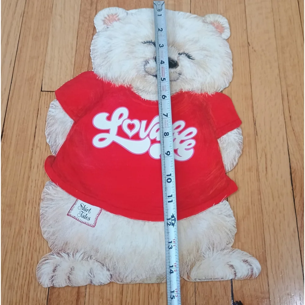 Vintage 1982 Hallmark Shirt Tales Valentine Teddy Bear Die Cut Decor 14.5